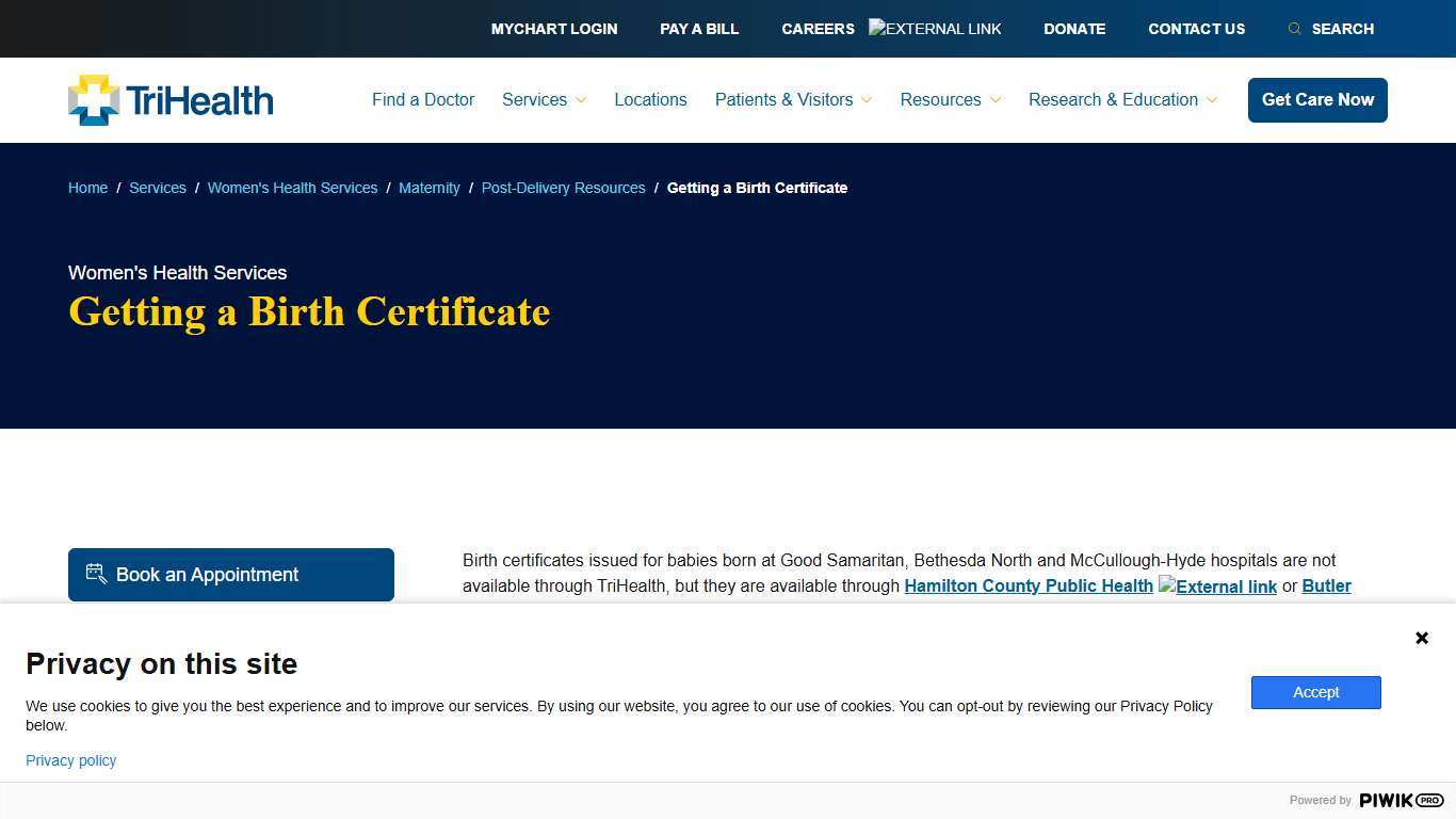 Getting a Birth Certificate TriHealth