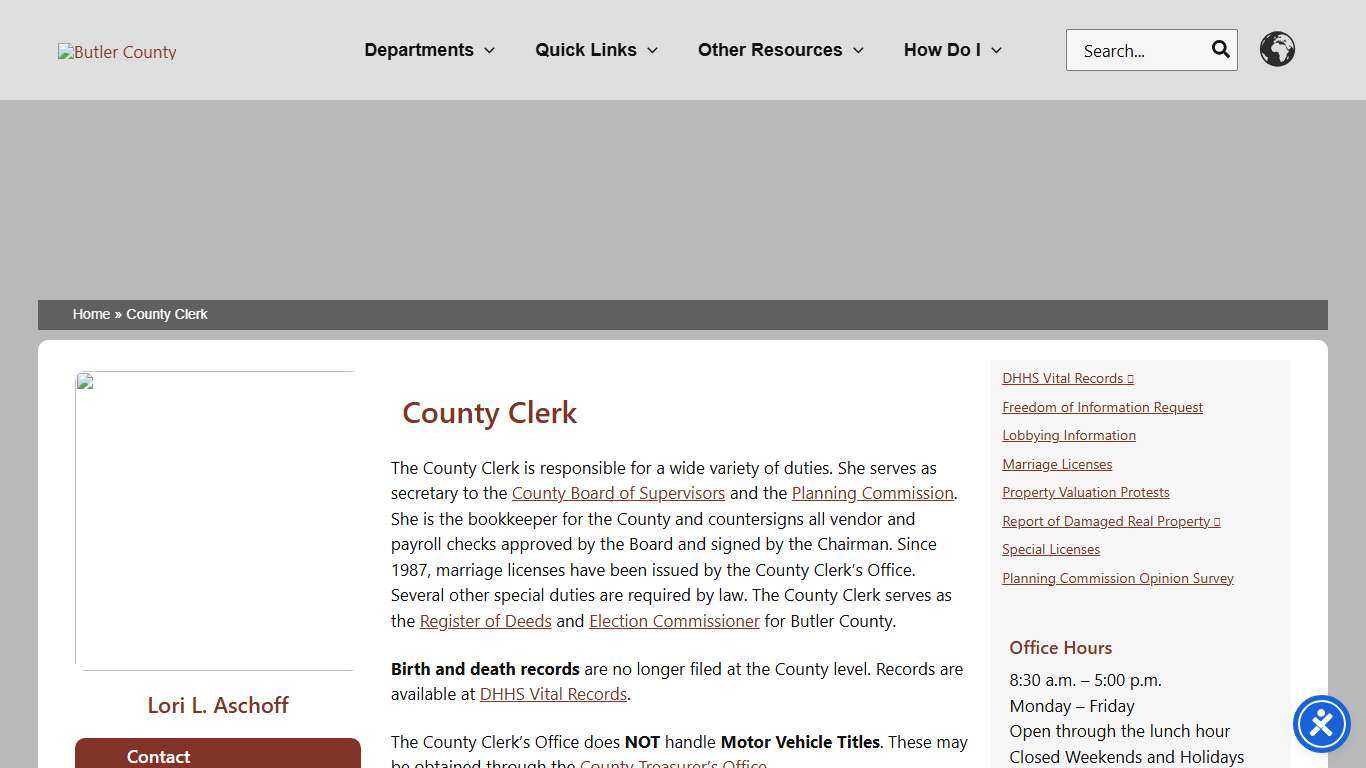 County Clerk – Butler County